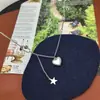 Colar Assimetrico Estrela com Franja Banhado a Ouro 18K Moderno Acessível Luxo Corrente de Clavícula Coração Conjunto como Presente para Sua Namorada