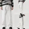 Jeans casuales de estilo americano con salpicaduras de tinta blancas para hombre, nuevos de otoño, pierna recta, corte holgado, caída fluida, versátiles, pantalones adelgazantes hasta el suelo