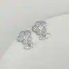 Brincos de tarraxa elegantes com zircônia microincrustada, estilo novo 2023, brincos de margarida com diamantes completos para mulheres, brincos de pétala simples