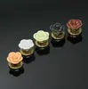Puxador de Cerâmica para Móveis Gaveta de Armário Buraco Único Moderno Simples Pastoral Preto e Branco Estilo Europeu Buraco Único Redondo Puxador de Flor Rosa