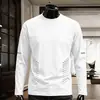 Camiseta de manga larga para hombre, capa interior de otoño para hombre, camiseta base elástica de corte holgado, camiseta estampada estilo coreano ins para hombre