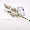 Orquídea de 2 hastes, pequena flor artificial floral para decoração de sala de estar e mesa de jantar, ornamento floral, adereço de foto, decoração de mesa