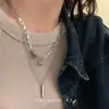 Collar con Colgante Doble en Capas de Diseño Único 2023 Nuevo para Mujer Personalidad Cadena de Suéter Hip-Hop Cadena de Sudadera Tendencia
