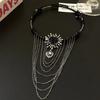 Diablo Spice Girl Collar Negro con Perlas Gotas de Agua Corazón Gargantilla para Mujer Cadena de Clavícula Accesorios 2024 Accesorios de Nuevo Estilo