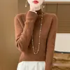 Suéter de Rayas de Cuello Medio Alto Andy de Terciopelo Listo para Usar Una Pieza Sin Costuras Ajustado de Manga Larga Estilo Nuevo Capa Base para Mujer Ropa de Punto para Mujer