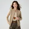 Cardigan de Lã Grossa com Zíper e Trançado Pesado, Gola Redonda, Macio, de Caxemira, para Mulheres, Outono 2026