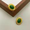 Pendientes de estilo moderno de mediados de la antigüedad con incrustaciones de ágata roja y ágata verde, elegantes pendientes de estilo cortesano de alta gama, con diseño de nicho.