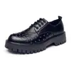 Zapatos de Cuero de Negocios para Hombre Zapatos Casuales con Cordones de Superficie Brillante Remachados Suela Gruesa Mocasines Talla Grande Zapatos Pequeños de Cuero que Aumentan la Altura