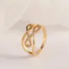 Moda Europea y Americana Transfronteriza Nueva Joyería Anillo Hueco de Zirconia Micro-incrustada para Mujer Nicho de Alta Gama Lujoso Ligero Anillo de Oro
