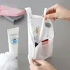 Bolsa de Almacenamiento con Soporte de Cepillo de Tocador de Malla, Portátil para Viaje, Transparente, Gran Capacidad, Bolsa de Maquillaje, Bolsa de Almacenamiento para Colgar en el Baño