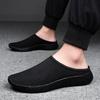 Sapatos Masculinos Respiráveis de Verão Plus Size Roupa Externa Esportiva Casual Sapatos de Tecido Voador Chinelos Femininos Chinelos de Meio Salto de Um Pedal Preguiçoso