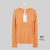 Lulu Mesmo Estilo 1.0 Camiseta Esportiva de Manga Longa para Yoga Secagem Rápida Gola Redonda Yoga Corrida Fitness Slim Fit Top para Mulheres