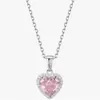 Collar de Cadena para Clavícula con Colgante de Corazón Rosa y Diamantes Nuevo Transfronterizo Europeo y Americano para Mujer, Elegante, Lujo Ligero, Cadena de Clavícula Choker Colgante de Gama Alta