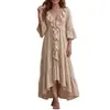 Vestido Casual Vintage de Manga de Campana de Tres Cuartos con Cuello en V y Volantes, Nuevo para Otoño 2026, Transfronterizo Europeo y Americano, Amazon