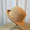 Sombrero de Mujer Primavera Otoño Verano Ala Enrollada Estilo Cinturón Fedora Pequeño Moda para Proteger la Cara Protección UV Sombrero para el Sol