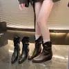 Botines Chelsea mujer 2026 nuevo estilo verano estilo británico cuello en V botas de montar puntera cuadrada pequeña tacón grueso fruncidos botas apiladas