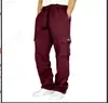Pantalones casuales deportivos transfronterizos tobillo atado diseño personalizado multibolsillos encaje Verde Militar overol holgado para hombre