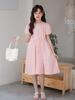 Vestidos Combinando Manga Curta para Mãe e Filha, Verão 2026 Algodão Puro Doce Princesa Francesa, Vestido Justo para Crianças Mais Velhas