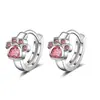 ¿Nueva y linda mascota coreana, oso garra oreja hebilla simple garra de gato con circón? Pendientes Pequeños de Moda para Mujer con Huella de Garra