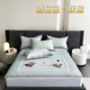 Set de Tres Piezas de Colchoneta de Seda de Hielo con Estampado Digital Clase A Verano Engrosado Antibacterial Lavable Lujo Ligero Sombrero de Cama Colchoneta para Aire Acondicionado