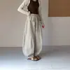 Calça Feminina 2026 Nova Coleção Primavera e Outono Calça de Algodão Patchwork de Perna Larga Infantil para Crianças Maiores, Calça Balloon Casual Solta