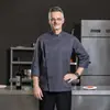 Uniforme de chef de alta gama con tapeta ancha y manga de siete cuartos, ambiente sencillo, ropa de trabajo de chef para hotel, restaurante, comedor, cocina