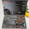 Juego de cuchillos de cocina de venta caliente transfronterizo mango grueso cubierto con veta de madera combinación de seis piezas de cuchillos de cocina suministros de cocina al por mayor