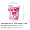 Fiesta de Cumpleaños de Niñas de Dibujos Animados Barbie Babbie Vajilla Desechable Vaso de Papel Servilleta Mantel Decoración con Banderines