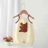 Ropa de verano fina para bebé tipo conejo para niños y niñas, portabebés de dibujos animados, algodón puro, lindo enterizo para recién nacidos, absorbente de sudor, transpirable