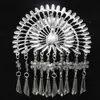 Tocado Miao Zhai estilo exótico de Guizhou vestido para disfraz Miao sombrero de plata collar accesorios de ropa étnica minoritaria Dong para mujeres