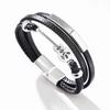 Pulsera de Cuero Punk Transfronteriza Europea y Americana Pulsera Popular de Cuero PU para Hombre con Guitarra Pulsera Tejida Multicapa Moda con Hebilla Magnética