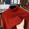 Suéter de punto grueso de color liso con cuello alto de imitación de lana fina para hombre, top de manga larga, ropa para hombre