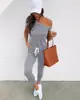2022 nuevo transfronterizo primavera/verano ropa de mujer ebay Amazon venta caliente hombro descubierto manga corta bolsillo encaje hombro con cordones mono