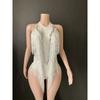 Baile Europeo y Americano Sexy Brillante Pedrería Elástico Lentejuelas Borla Mono Ropa de Performance de Escenario Performance Comercial Regalo Transfronterizo