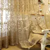 Luxuosas Cortinas Bordadas Estilo Europeu para Sala de Estar, Quarto, Varanda, Villa, Palácio, Cor Dourada, Bloqueio de Luz