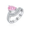 Anel de diamante rosa de prata esterlina transfronteiriça 6 * 9 cores diamante de alto carbono ouro azul prata anel terno 925 anel de prata esterlina