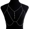 Cadena de Pecho Estilo Puro Deseo Cadena Corporal Chica Sexy Caliente Collar de Acero de Titanio para Mujeres Sin Decoloración Diamante Brillante Colgante Accesorios Joyería Erótica
