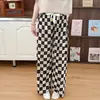 Calça de Pijama Feminina Algodão Seda Primavera Verão Nova Popular na Internet Cintura Alta Perna Larga Roupa Externa Primavera Outono Tamanho Grande Calça para Casa Ar Condicionado
