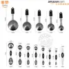 Conjunto de Copos Medidores com Cabo de Silicone de 8 Peças com Escala, Conjunto de Copos Medidores de Aço Inoxidável, Colher para Leite em Pó, Colher Medidora de Cozinha, Ferramentas de Confeitaria