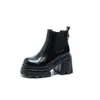 Botas femininas de corte justo, botas versáteis de cano médio, botas de equitação para outono e inverno, salto grosso, sola grossa, que aumentam a altura, adequadas para mulheres baixinhas, botas estilo princesa com bico redondo