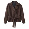 Traje de Chaqueta Corta con Solapa de Encaje y Cordones para Mujer, Estilo Europeo y Americano, Transfronterizo, Otoño e Invierno 2025 W017 337