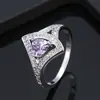 Anillos de Piedras Preciosas Coloridas Estilo Europeo y Americano, Nuevos y Modernos Anillos Triangulares con Forma de Diamante Chapados en Oro para Mujer, Venta al por Mayor de Joyería