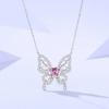 Collar de mariposa de plata esterlina s925 para mujer, cadena de clavícula Mori de alta calidad, combinable con todo, estilo lujoso y ligero, con colgante hueco de circonita en forma de corazón.