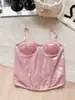 Nuevo producto más vendido de estilo europeo y americano: camisola brillante con corte slim retro, top bustier de espina de pez transpirable y elegante para mujer
