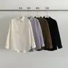 Evertrue Treze Linhas Camisa Básica Lisa Coreana Feminina Outono e Inverno Algodão Puro Manga Longa Top Solto 61836