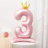 Globo Digital de Base de Pie de 42 Pulgadas, Corona de Princesa en Polvo, Globo de Niña para Fiesta de Cumpleaños y Aniversario