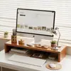 Estante elevado para escritorio de oficina, soporte de madera maciza para elevar la altura del ordenador, soporte para monitor para estaciones de trabajo de mujeres