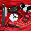 Sm Brinquedo Sexual Gato Estampado a Ouro Conjunto Casal Bondage Coleira Orelha de Gato Máscara de Olho Adereços de Treino Dropshipping