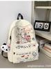 Mochila Graffiti Fofa de Grande Capacidade Estilo Universitário Moda Casual Mochila Versátil Leve Impermeável Bolsa Leve