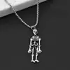Nuevo Colgante de Esqueleto Móvil de Aleación, Diseño de Nicho Unisex, Joyería con Cadena de Perlas de Imitación, En Stock
